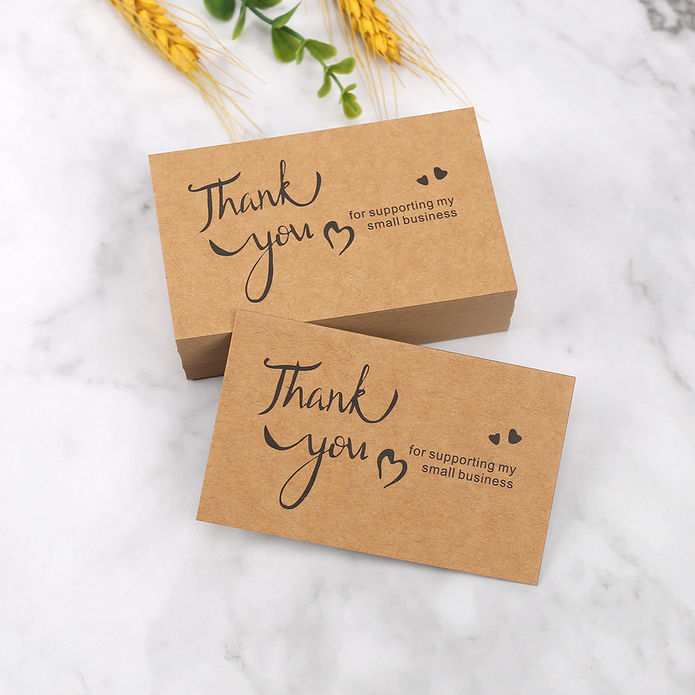 Wedding Decor Supply Store - การ์ดขอบคุณ 50 ชิ้น กระดาษคราฟท์ ขอบคุณที่สนับสนุนธุรกิจขนาดเล็กของฉัน การ์ดอวยพร