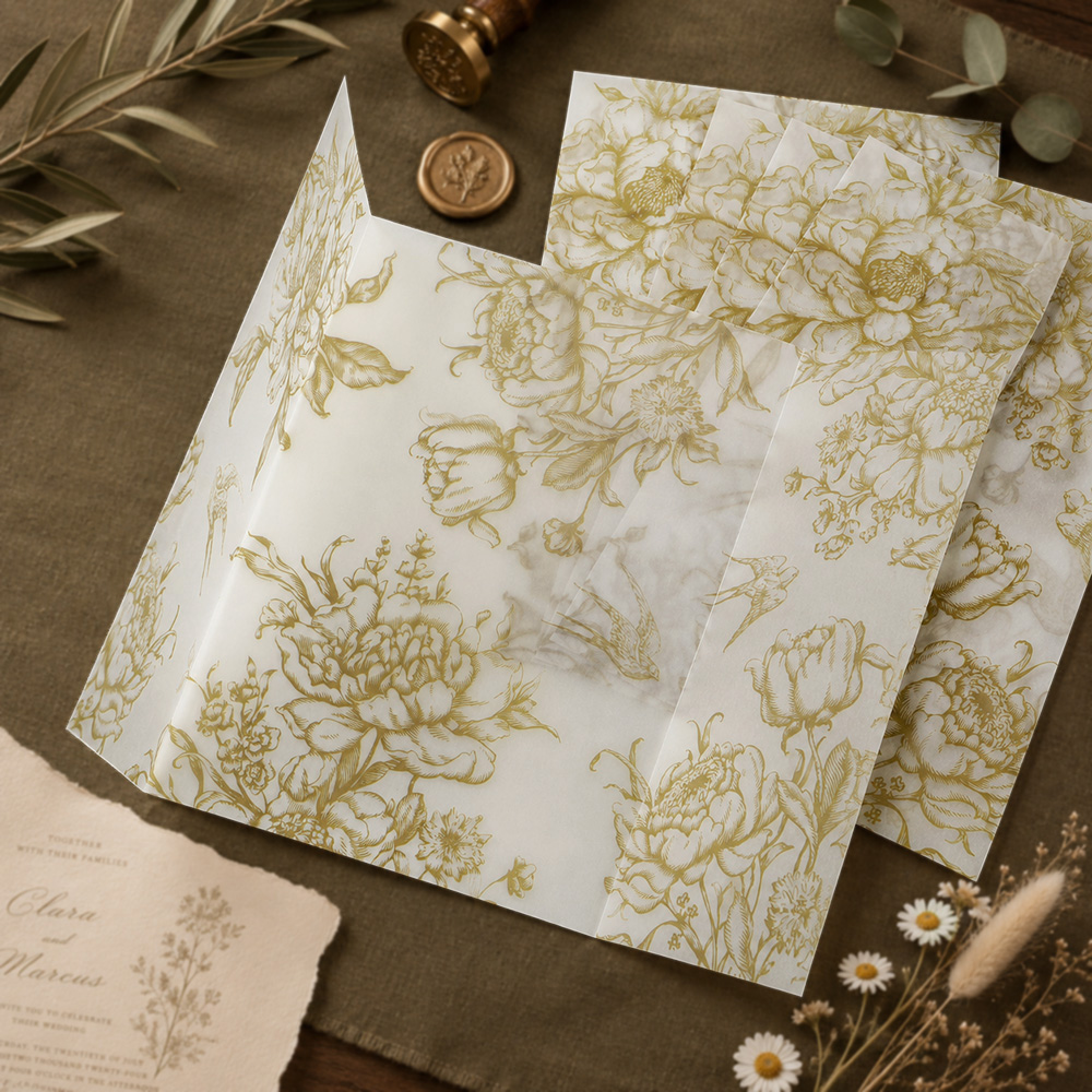 20/50 ชิ้น กระดาษเวลลัมลายดอกไ - Wedding Envelopes บทวิจารณ์และราคา