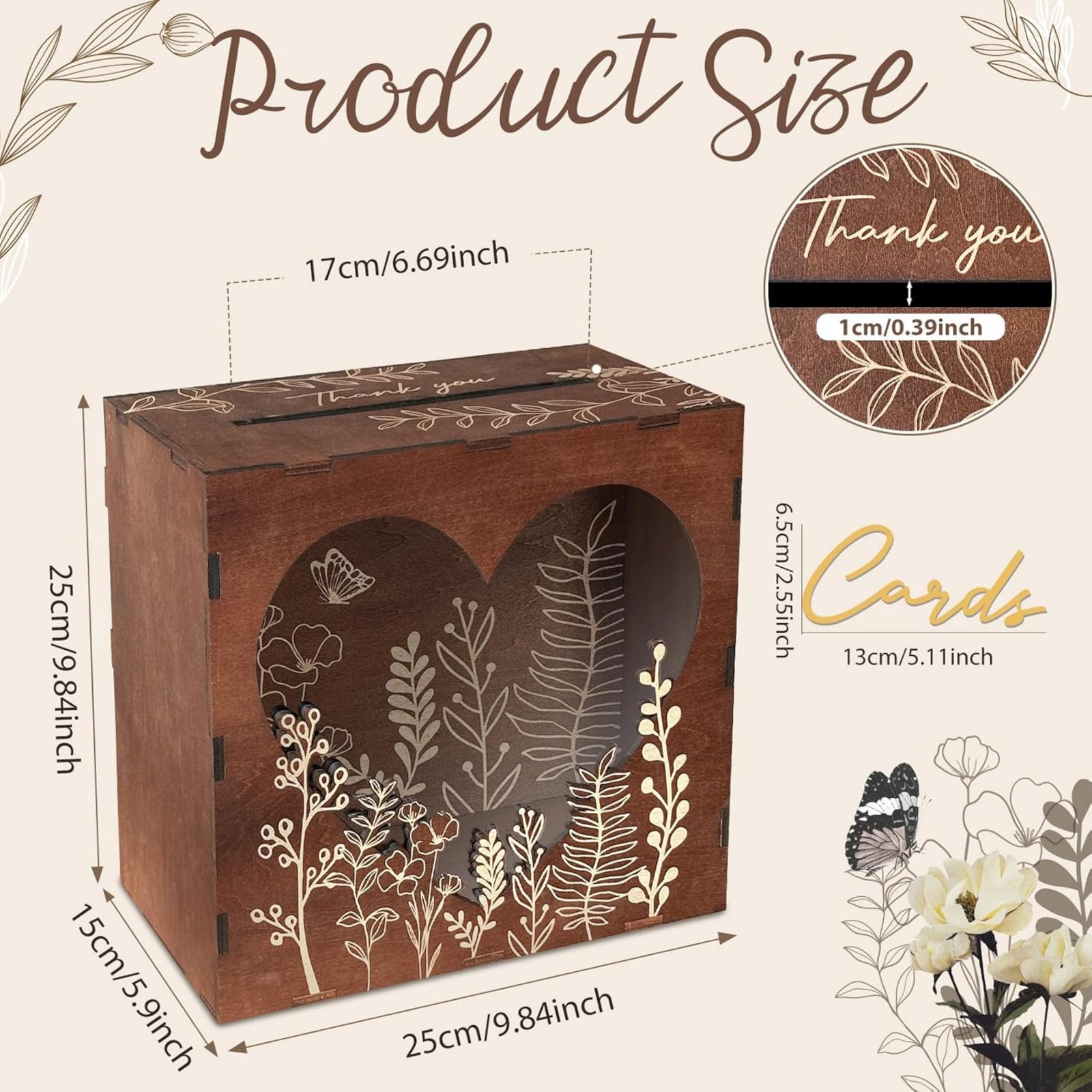 กล่องใส่การ์ดแต่งงานสีน้ำตาลสำ - Wedding Card Box บทวิจารณ์และราคา